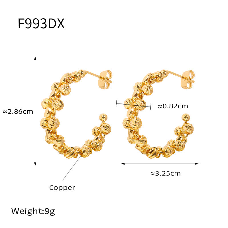Simple Fashion Copper Irregular Beads Woven Earrings