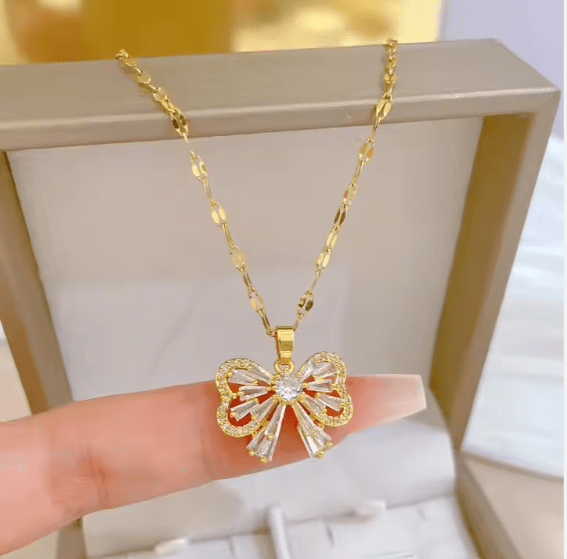 Butterfly Pendant Set (Necklace and Earrings) - Lulu Wal Marjan
