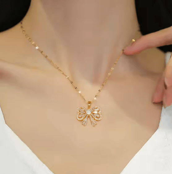 Butterfly Pendant Set (Necklace and Earrings) - Lulu Wal Marjan