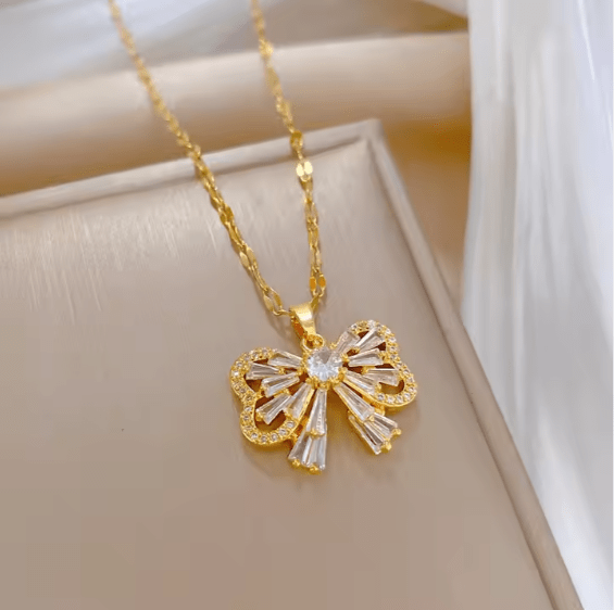 Butterfly Pendant Set (Necklace and Earrings) - Lulu Wal Marjan