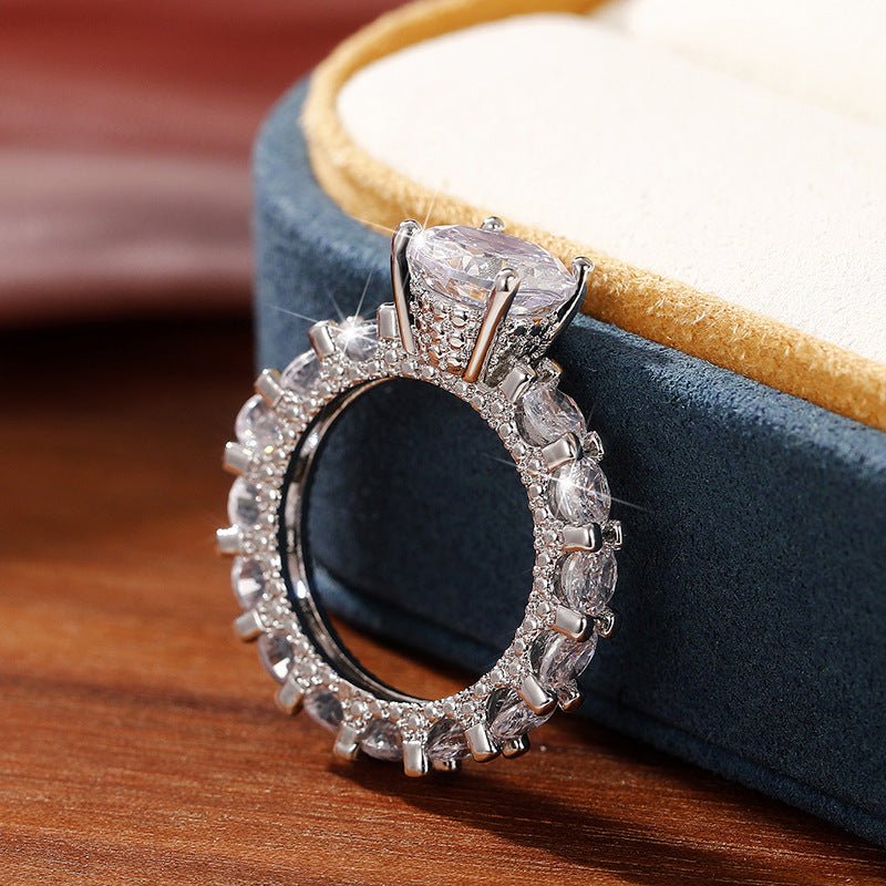 Copper Inlaid Zircon Ring For Women