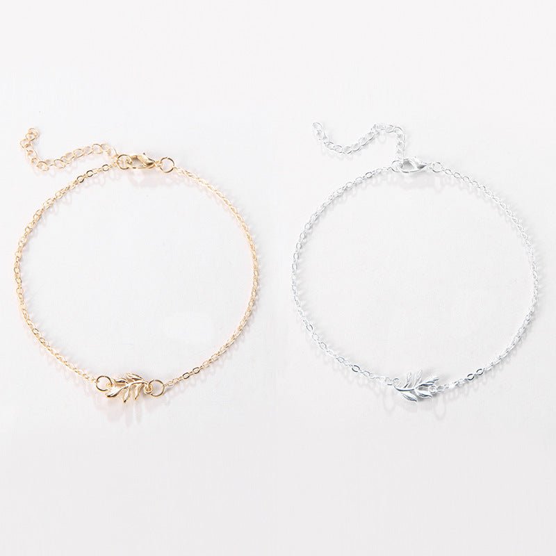 Fashion Simple Alloy Mori Style Flower Leaf Anklet