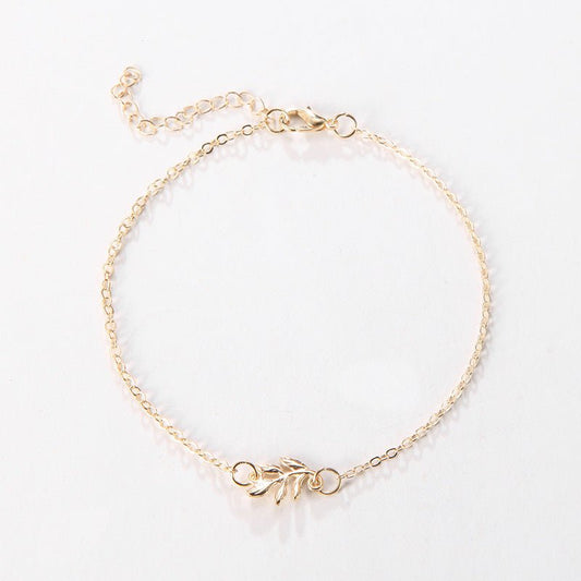 Fashion Simple Alloy Mori Style Flower Leaf Anklet