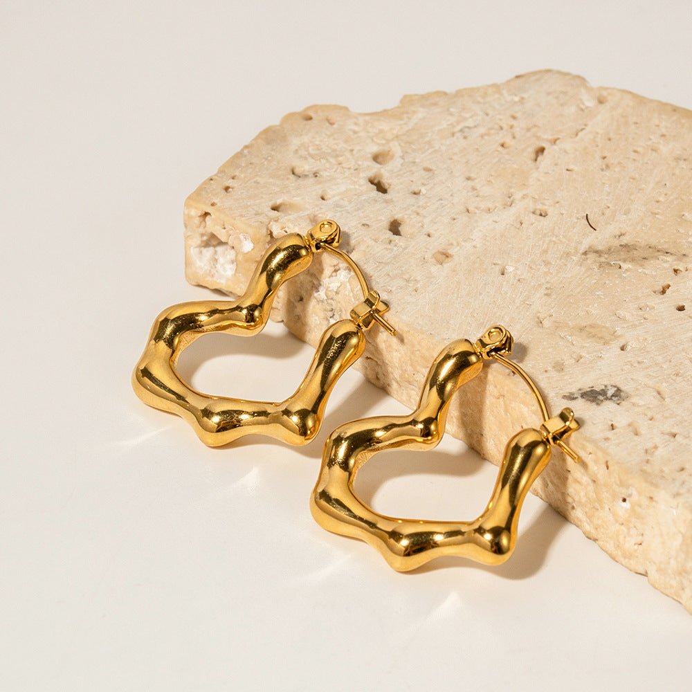 French Style Same Style Elegant Titanium Steel Gold Plated Earrings