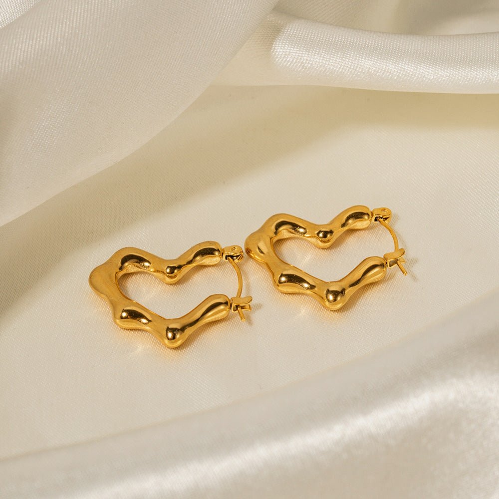 French Style Same Style Elegant Titanium Steel Gold Plated Earrings