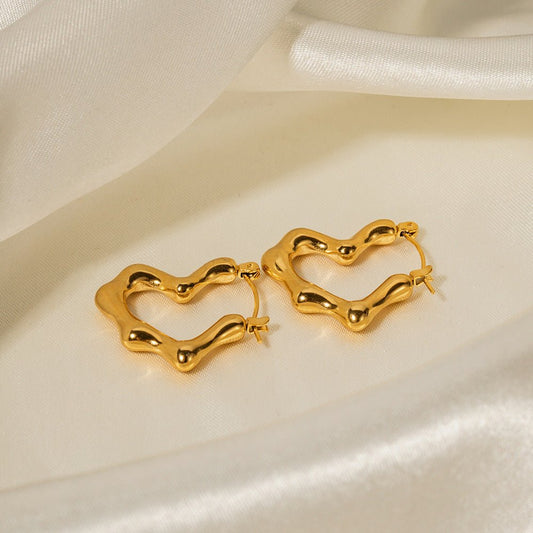 French Style Same Style Elegant Titanium Steel Gold Plated Earrings