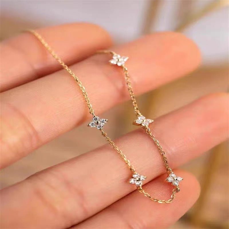 S925 Sterling Silver Gold Plated Light Luxury Star Elegance High-grade Starry Clavicle Chain