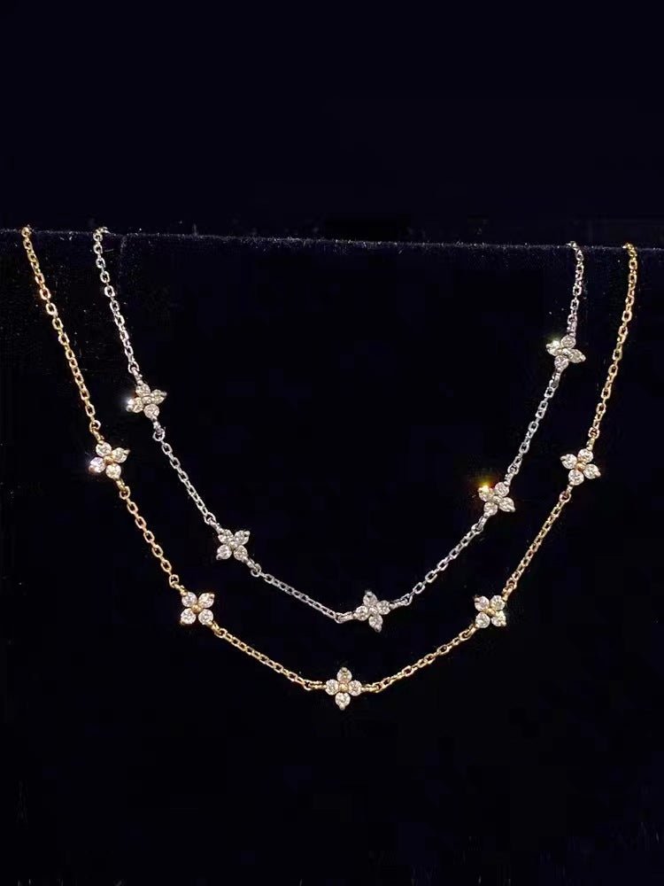 S925 Sterling Silver Gold Plated Light Luxury Star Elegance High-grade Starry Clavicle Chain