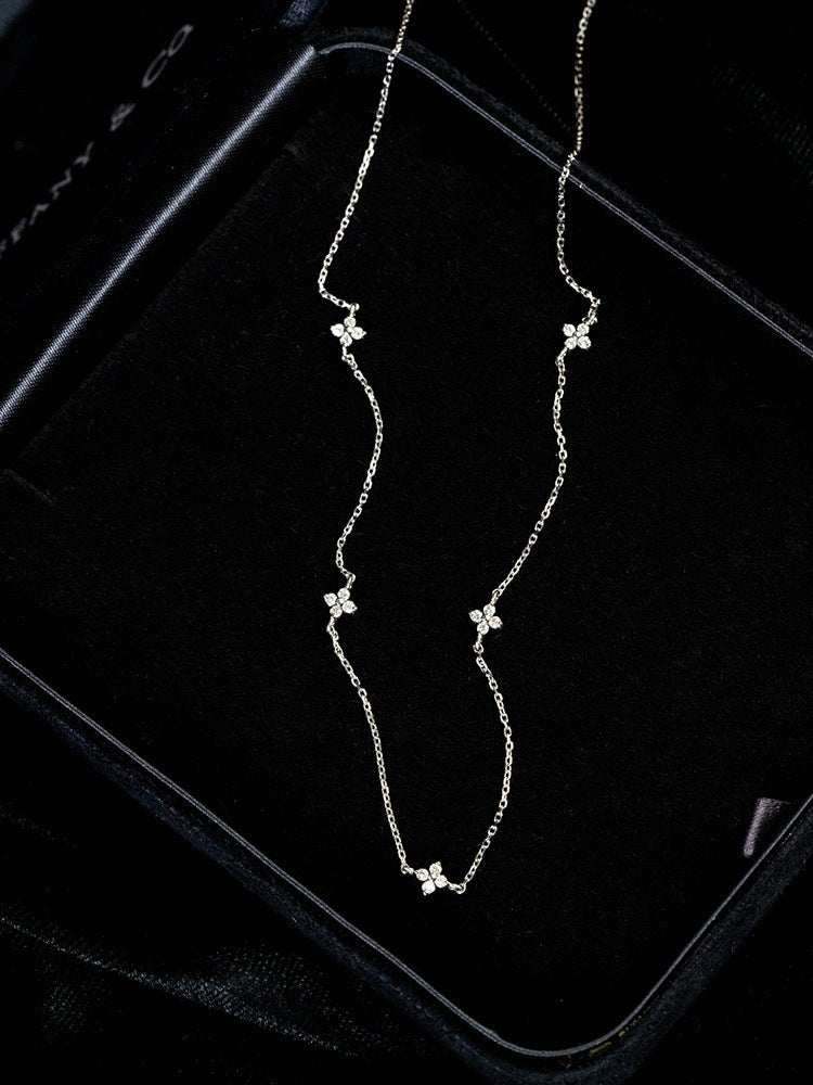 S925 Sterling Silver Gold Plated Light Luxury Star Elegance High-grade Starry Clavicle Chain