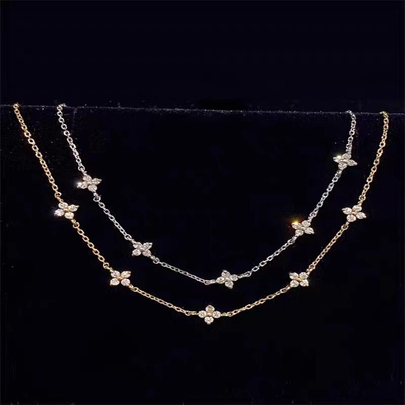 S925 Sterling Silver Gold Plated Light Luxury Star Elegance High-grade Starry Clavicle Chain