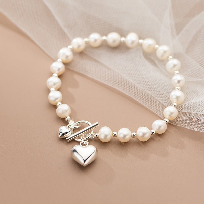 Silver Pearl Light Bead Bracelet