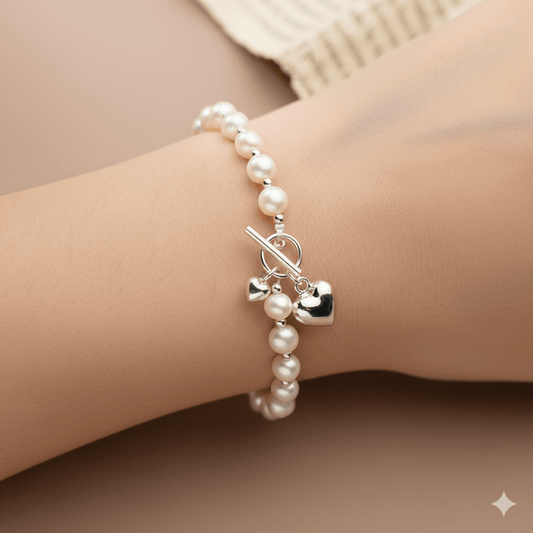 Silver Pearl Light Bead Bracelet - Lulu Wal Marjan