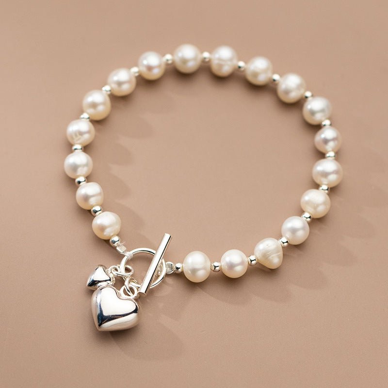 Silver Pearl Light Bead Bracelet