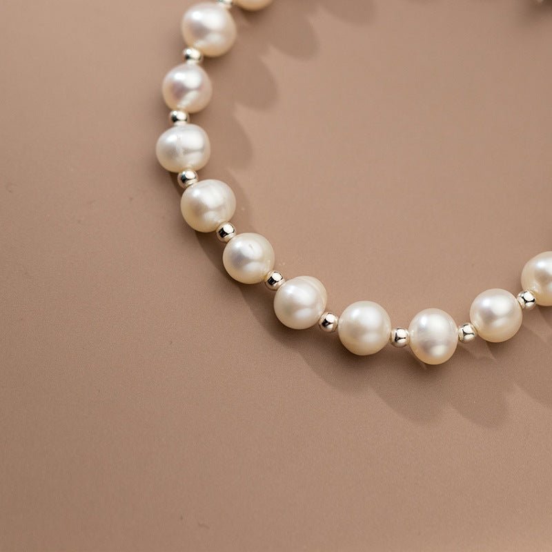 Silver Pearl Light Bead Bracelet