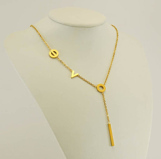 Stainless Steel Asymmetric Letter Necklace
