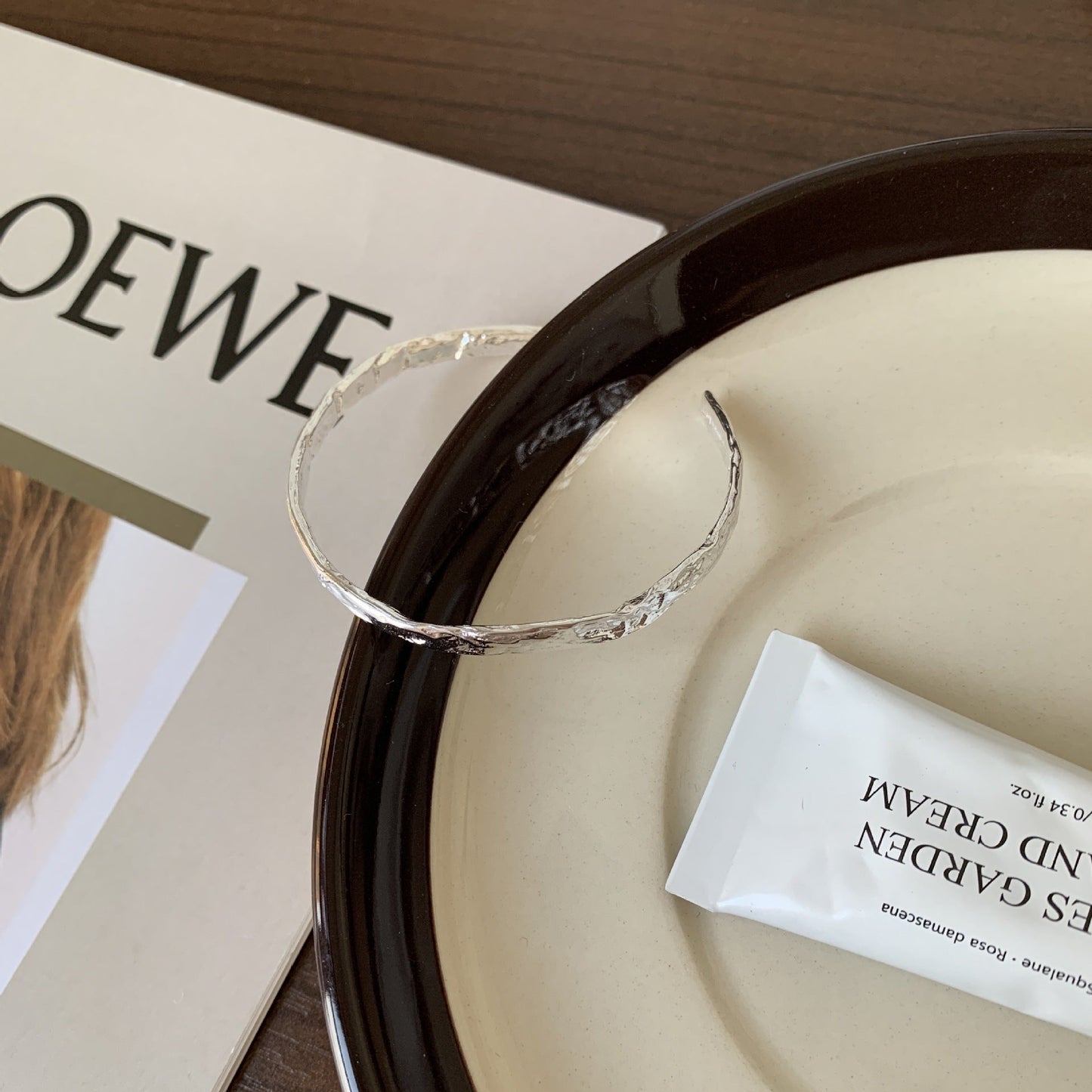 Sterling Silver Bracelet Simple And Irregular Convex Foil Pattern