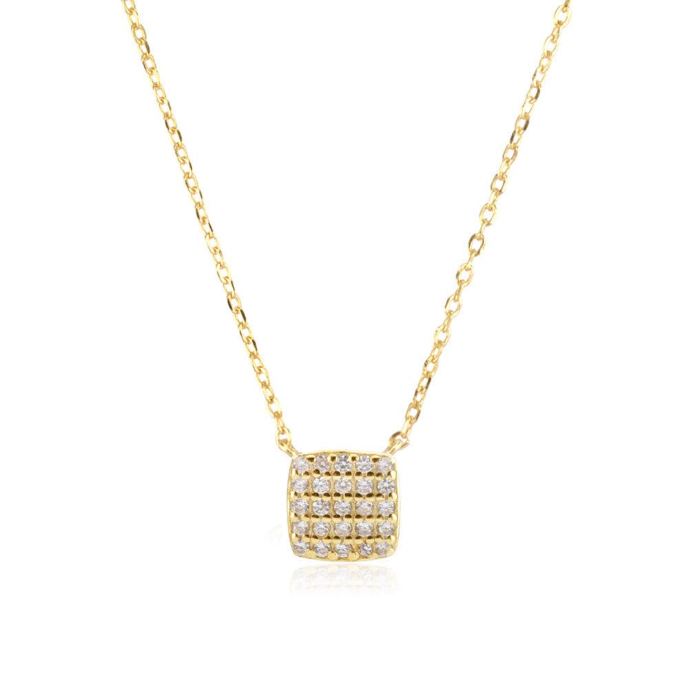 Sterling Silver Square Stone Full-shop Pendant Necklace