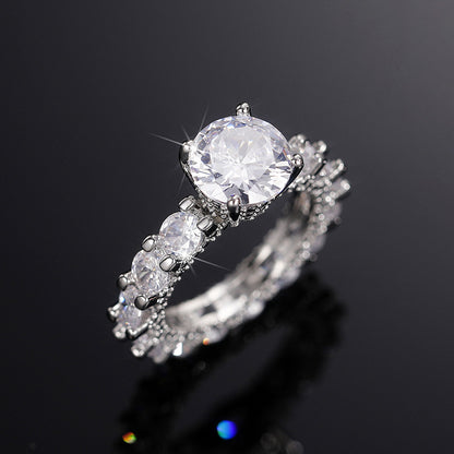 Copper Inlaid Zircon Ring For Women