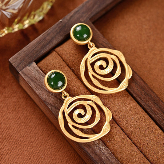 Needle Jasper Gold Plated Earring Pendant For Ladies