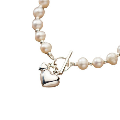 Silver Pearl Light Bead Bracelet