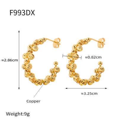 Simple Fashion Copper Irregular Beads Woven Earrings