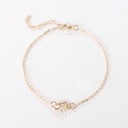 Fashion Simple Alloy Mori Style Flower Leaf Anklet
