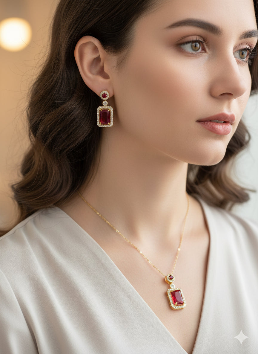 Royal Gemstone Necklace Set