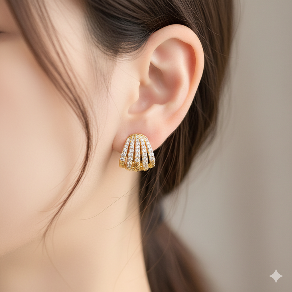 Retro Fashion Line Multi-layer Earrings With Dense Inlay