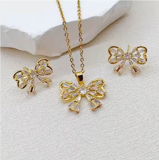Butterfly Pendant Set (Necklace and Earrings)