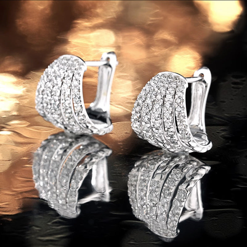 Retro Fashion Line Multi-layer Earrings With Dense Inlay