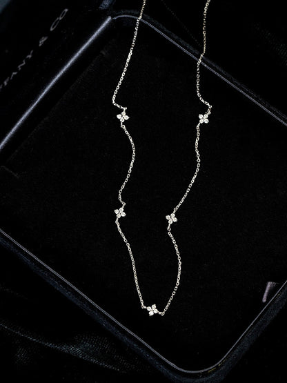 S925 Sterling Silver Gold Plated Light Luxury Star Elegance High-grade Starry Clavicle Chain