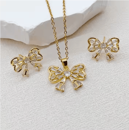 Butterfly Pendant Set (Necklace and Earrings) - Lulu Wal Marjan