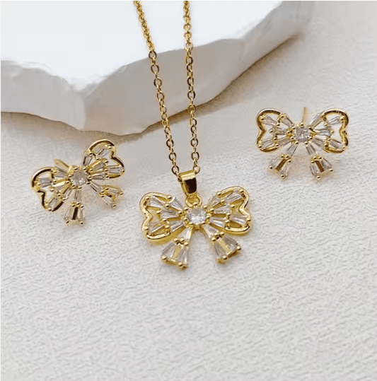 Butterfly Pendant Set (Necklace and Earrings) - Lulu Wal Marjan