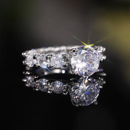 Copper Inlaid Zircon Ring For Women