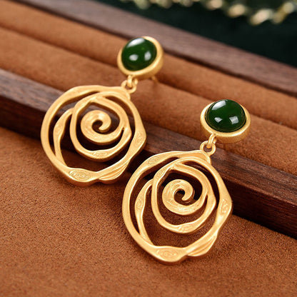 Needle Jasper Gold Plated Earring Pendant For Ladies