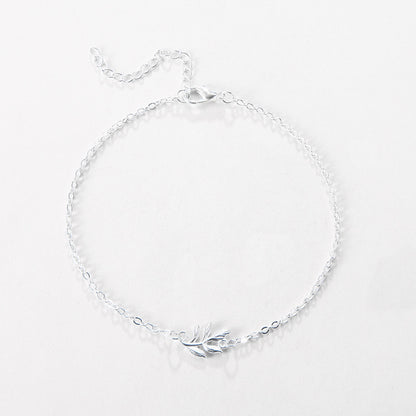 Fashion Simple Alloy Mori Style Flower Leaf Anklet