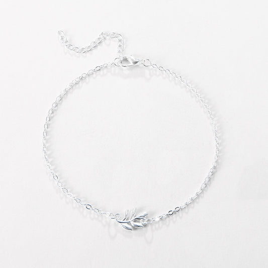 Fashion Simple Alloy Mori Style Flower Leaf Anklet