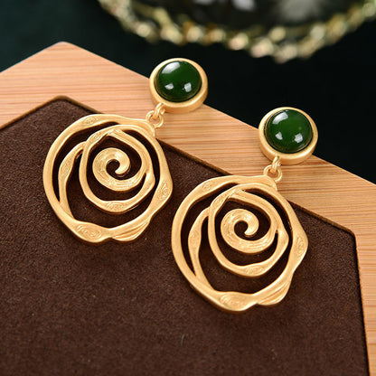 Needle Jasper Gold Plated Earring Pendant For Ladies