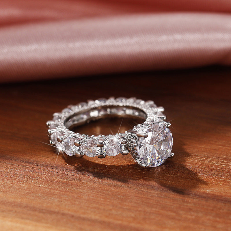 Copper Inlaid Zircon Ring For Women