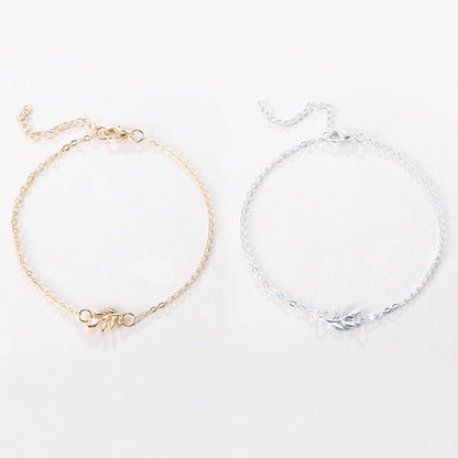 Fashion Simple Alloy Mori Style Flower Leaf Anklet