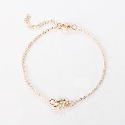 Fashion Simple Alloy Mori Style Flower Leaf Anklet