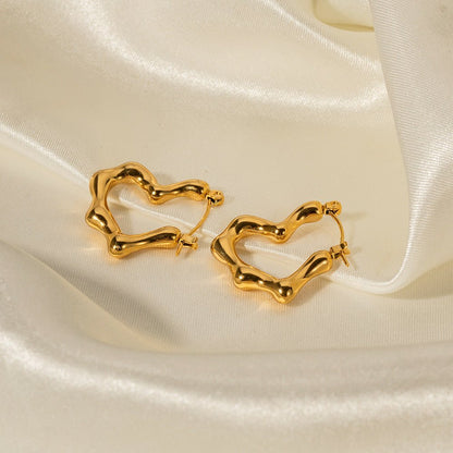 French Style Same Style Elegant Titanium Steel Gold Plated Earrings