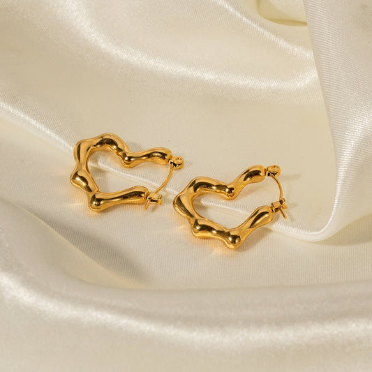 French Style Same Style Elegant Titanium Steel Gold Plated Earrings