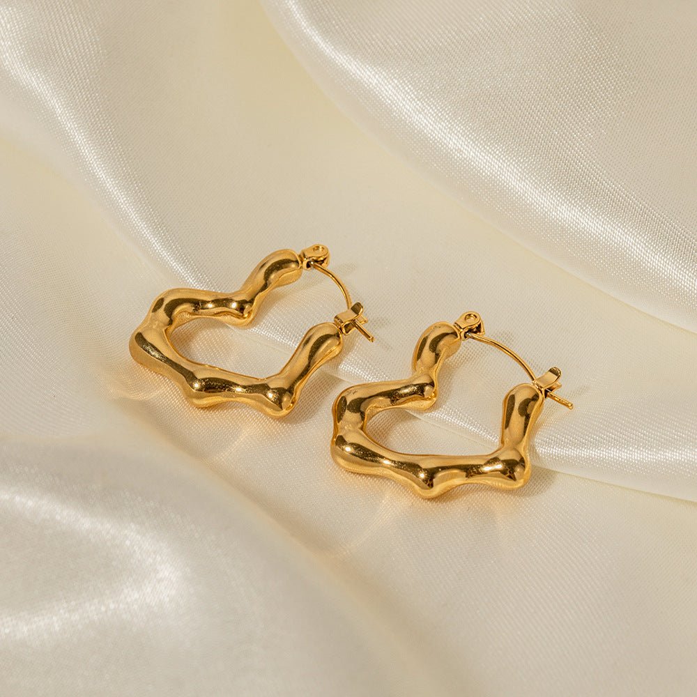 French Style Same Style Elegant Titanium Steel Gold Plated Earrings