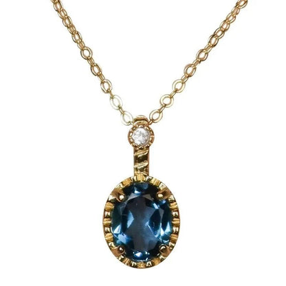 Japanese Blue Topaz Inlaid Pendant Necklace