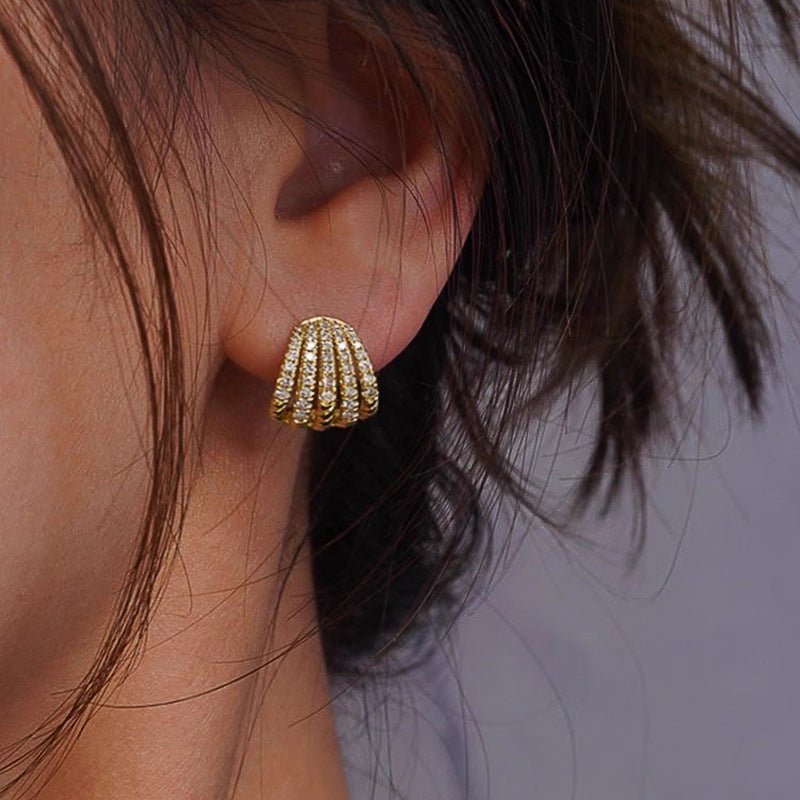 Retro Fashion Line Multi-layer Earrings With Dense Inlay