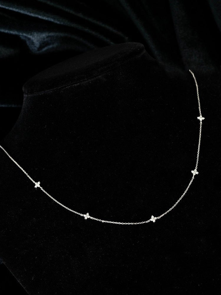 S925 Sterling Silver Gold Plated Light Luxury Star Elegance High-grade Starry Clavicle Chain