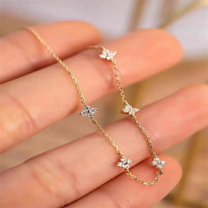 S925 Sterling Silver Gold Plated Light Luxury Star Elegance High-grade Starry Clavicle Chain