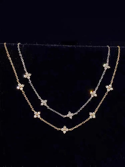 S925 Sterling Silver Gold Plated Light Luxury Star Elegance High-grade Starry Clavicle Chain