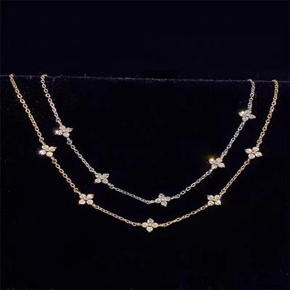 S925 Sterling Silver Gold Plated Light Luxury Star Elegance High-grade Starry Clavicle Chain
